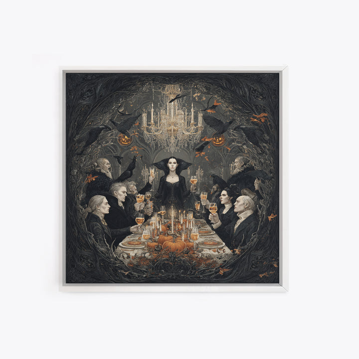 The Vampire Banquet, Square Wall Art, Dark Fantasy Wall Art, Canvas Print, Halloween Wall Decor, Gothic Home Decor, Seasonal Home Decor