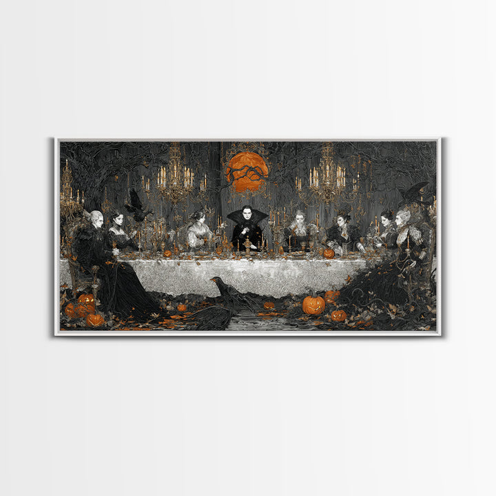 The Vampire Banquet, Wide Panoramic Art, Spooky Home Decor, Canvas Print, Halloween Wall Decor, Gothic Home Decor, Dark Fantasy Art