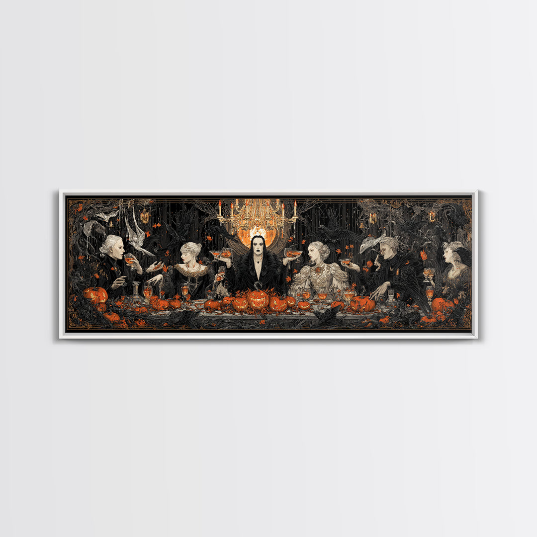 The Vampire Banquet, Extra Wide Wall Art, Dark Halloween Decor, Canvas Print, Halloween Wall Decor, Gothic Home Decor, Macabre Wall Art