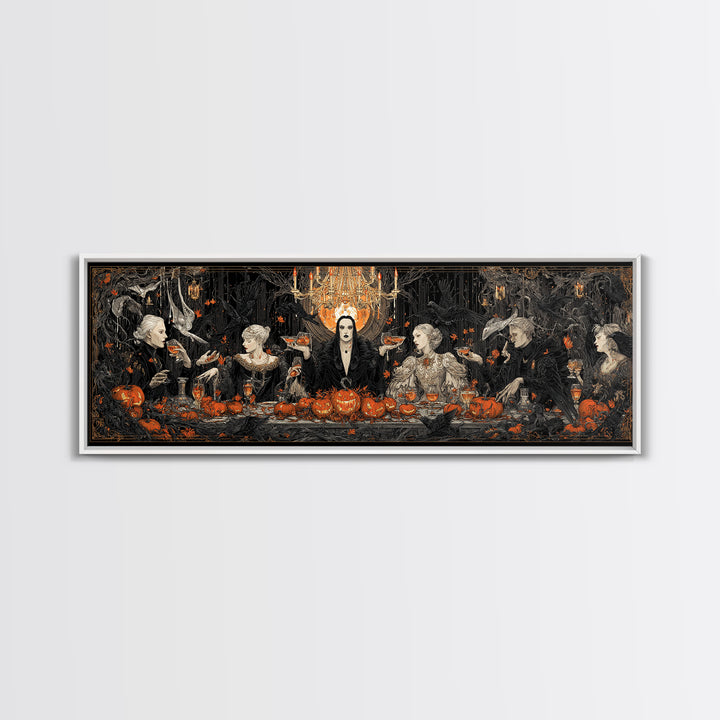 The Vampire Banquet, Extra Wide Wall Art, Dark Halloween Decor, Canvas Print, Halloween Wall Decor, Gothic Home Decor, Macabre Wall Art