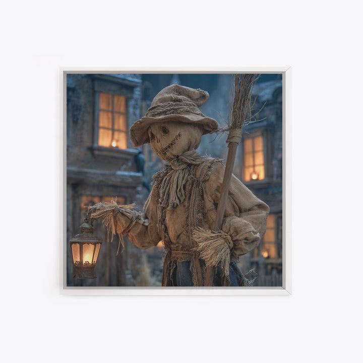 The Scarecrow Uprising, Square Wall Art, Haunted Gothic Art, Framed Canvas Print, Halloween Wall Decor, Gothic Home Decor, Horror Wall Art