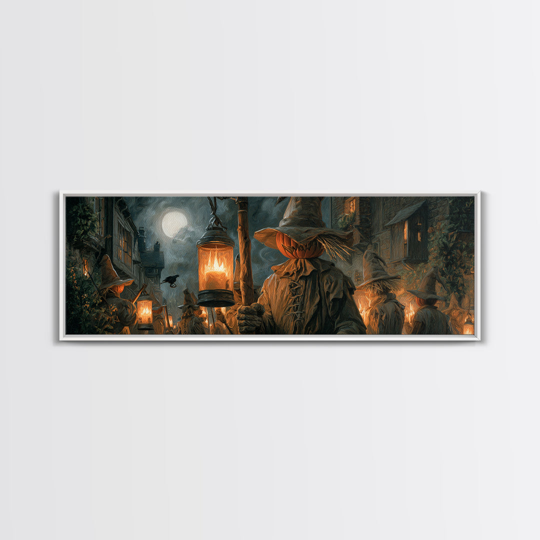 The Scarecrow Uprising, Extra Wide Wall Art, Spooky Home Decor, Canvas Print, Halloween Wall Decor, Gothic Home Decor, Statement Wall Art