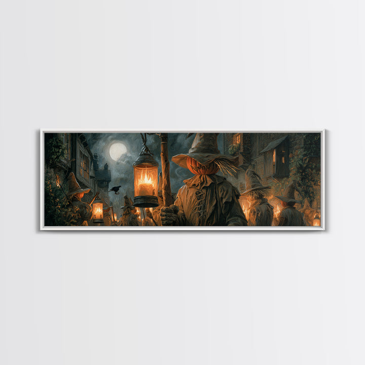 The Scarecrow Uprising, Extra Wide Wall Art, Spooky Home Decor, Canvas Print, Halloween Wall Decor, Gothic Home Decor, Statement Wall Art