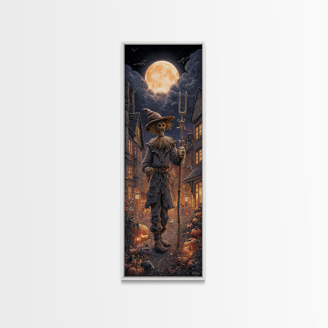 The Scarecrow Uprising, Tall Narrow Wall Art, Spooky Home Decor, Canvas Print, Halloween Wall Decor, Gothic Home Decor, Halloween Wall Art