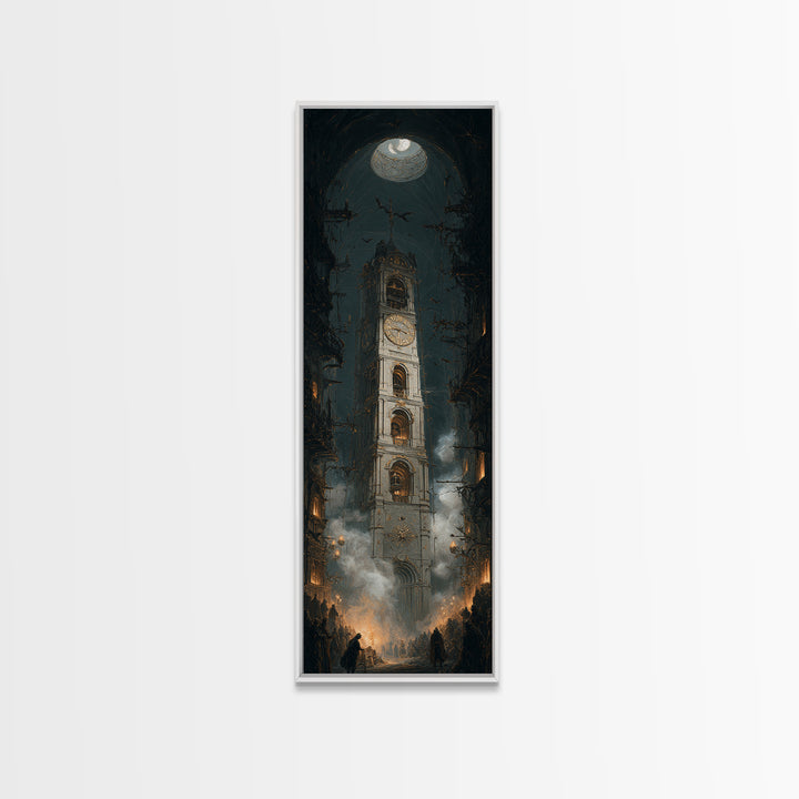 The Thirteenth Bell, Tall Narrow Wall Art, Dark Halloween Decor, Canvas Print, Halloween Wall Decor, Gothic Home Decor, Dark Fantasy Art