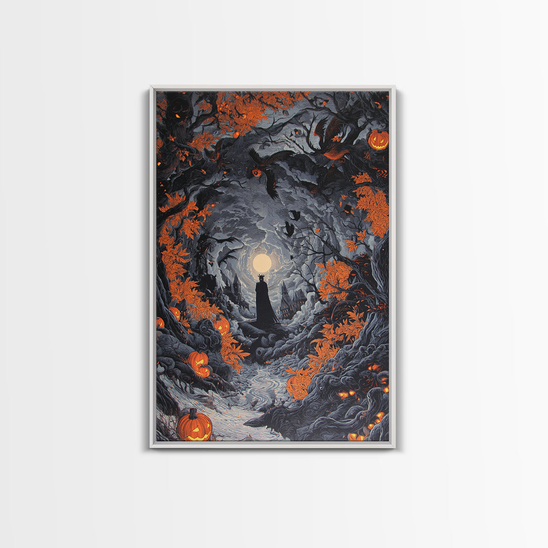 The Halloween Storm, Vertical Wall Art, Gothic Horror Wall Art, Framed Canvas Print, Halloween Wall Decor, Gothic Home Decor