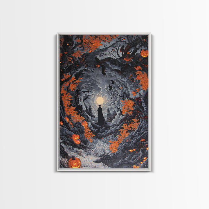 The Halloween Storm, Vertical Wall Art, Gothic Horror Wall Art, Framed Canvas Print, Halloween Wall Decor, Gothic Home Decor