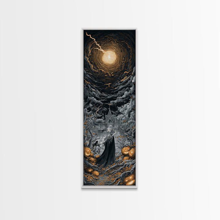 The Halloween Storm, Tall Narrow Wall Art, Dark Halloween Decor, Canvas Print, Halloween Wall Decor, Gothic Home Decor