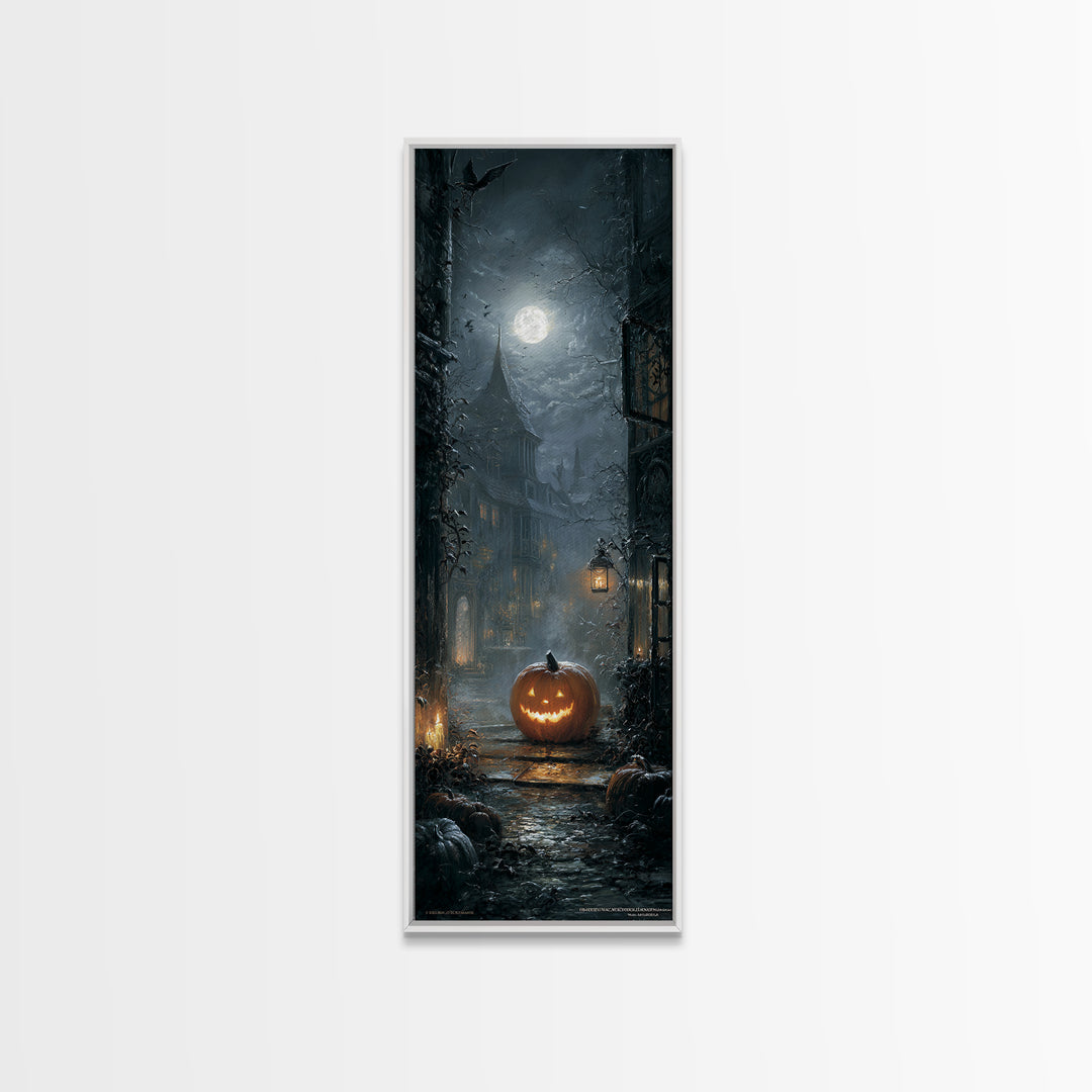 The First Frost Awakening, Tall Narrow Wall Art, Gothic Horror Wall Art, Framed Canvas Print, Halloween Wall Decor, Gothic Home Decor