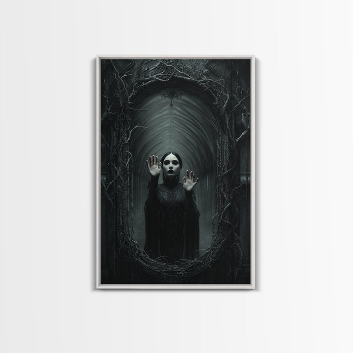 The Cursed Mirror, Vertical Wall Art, Dark Halloween Decor, Canvas Print, Halloween Wall Decor, Gothic Home Decor, Collectible Wall Decor