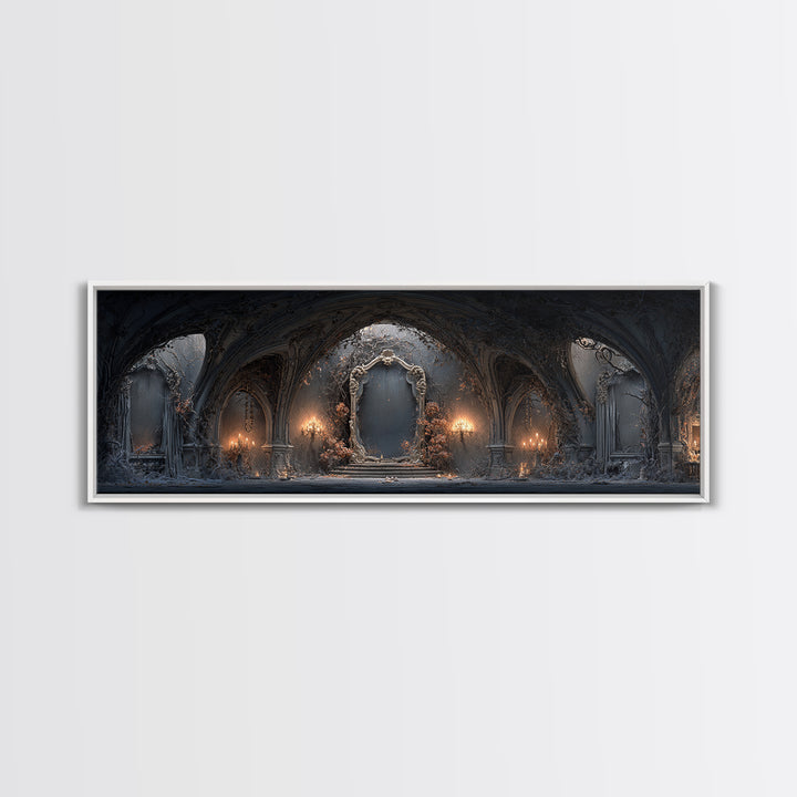 The Cursed Mirror, Extra Wide Wall Art, Gothic Horror Wall Art, Framed Canvas Print, Halloween Wall Decor, Gothic Home Decor