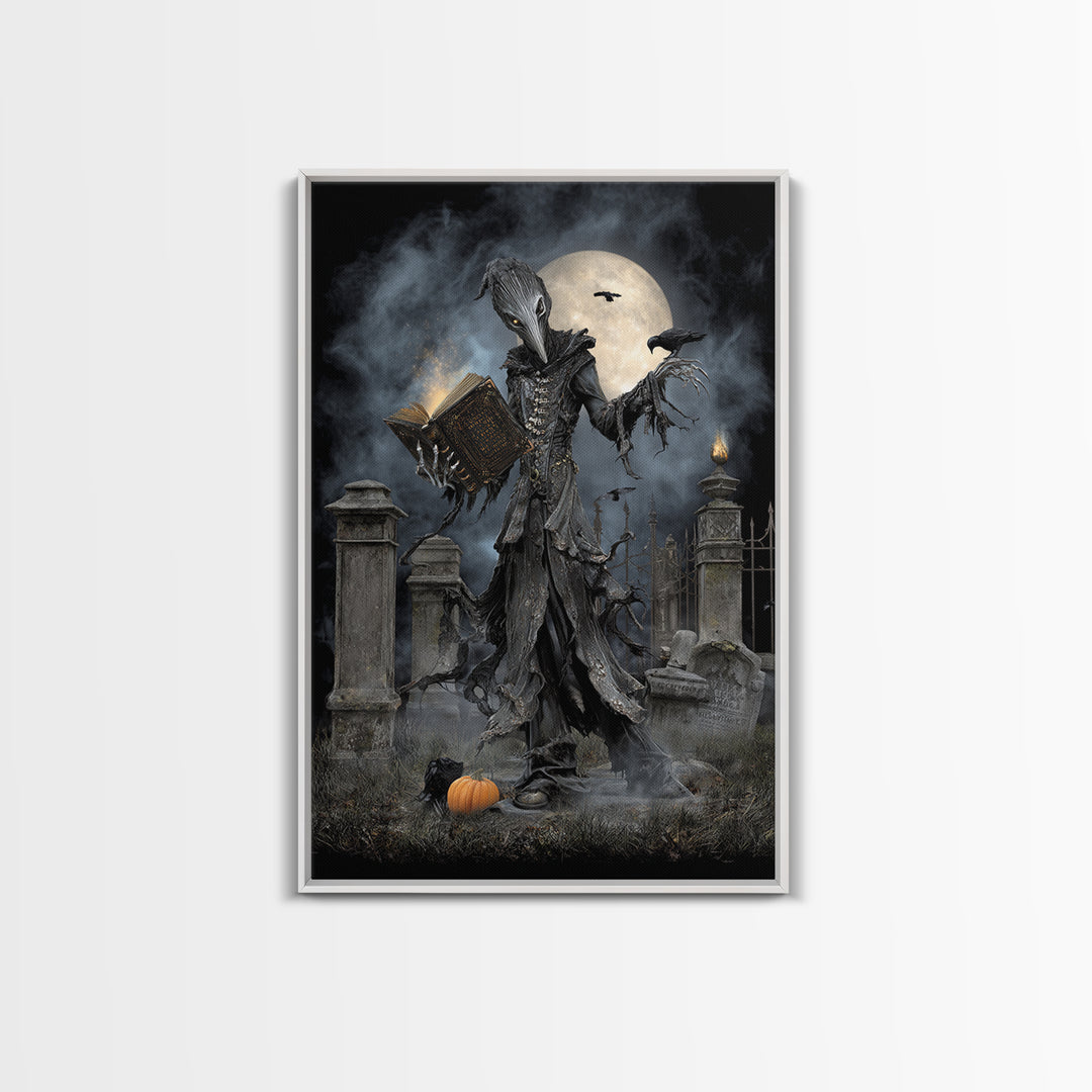 The Living Spellbook, Vertical Wall Art, Dark Fantasy Wall Art, Canvas Print, Halloween Wall Decor, Gothic Home Decor, Seasonal Home Decor