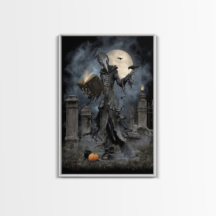The Living Spellbook, Vertical Wall Art, Dark Fantasy Wall Art, Canvas Print, Halloween Wall Decor, Gothic Home Decor, Seasonal Home Decor