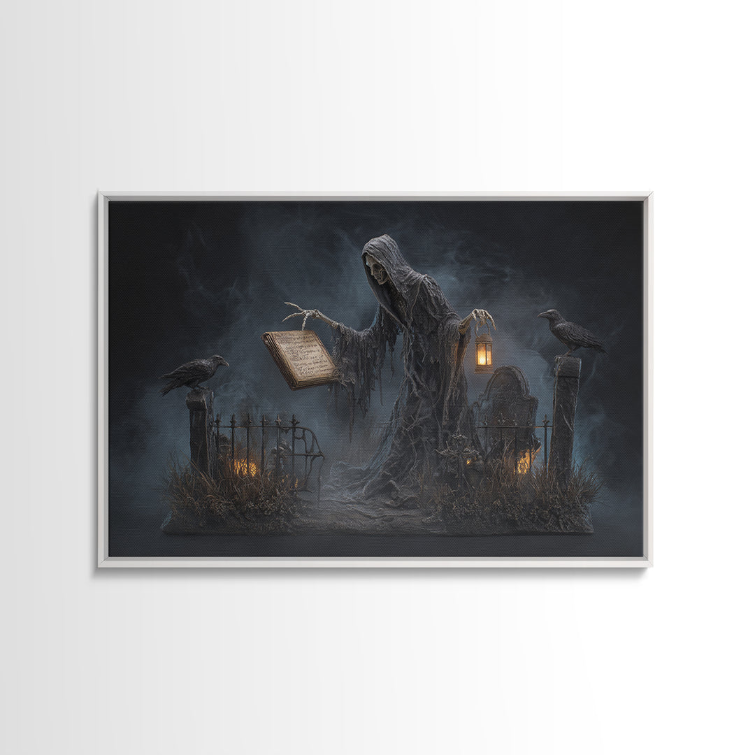 The Living Spellbook, Landscape Wall Art, Haunted Gothic Art, Framed Canvas Print, Halloween Wall Decor, Gothic Home Decor