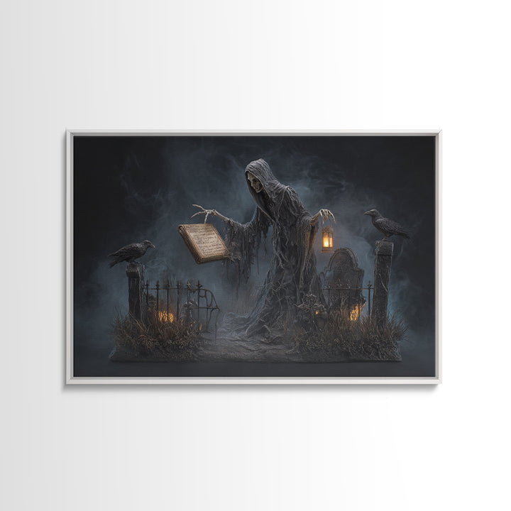The Living Spellbook, Landscape Wall Art, Haunted Gothic Art, Framed Canvas Print, Halloween Wall Decor, Gothic Home Decor