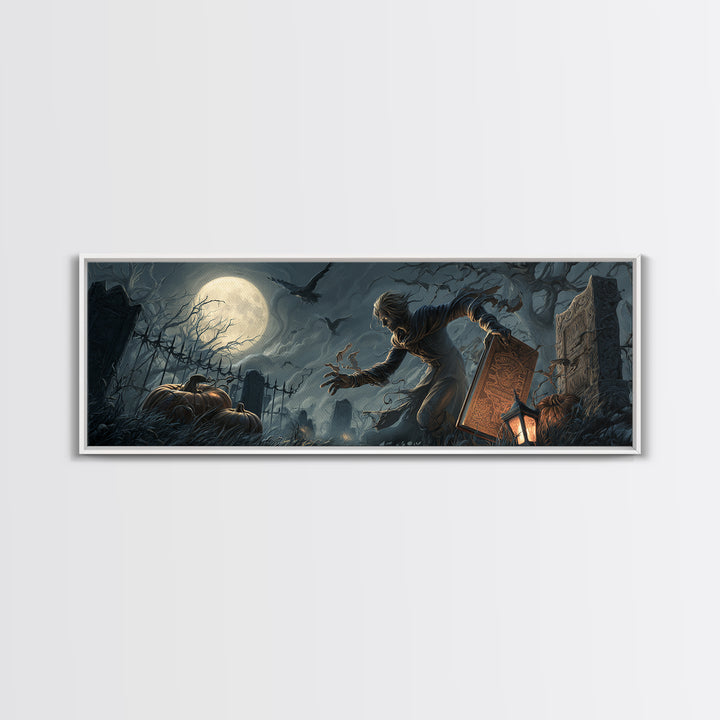 The Living Spellbook, Extra Wide Wall Art, Dark Halloween Decor, Canvas Print, Halloween Wall Decor, Gothic Home Decor, Spooky Wall Decor