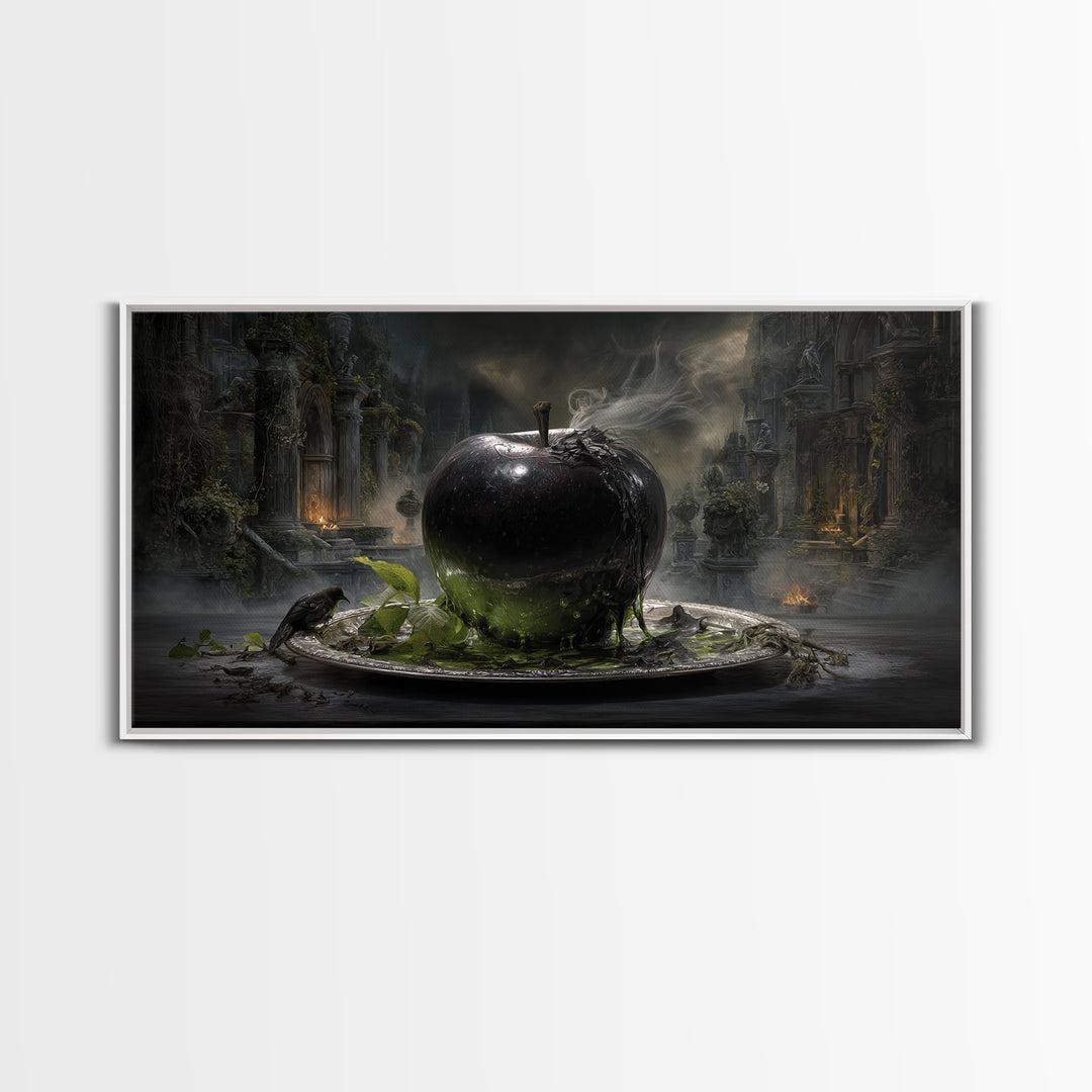 The Poisoned Apple, Wide Panoramic Art, Dark Fantasy Wall Art, Canvas Print, Halloween Wall Decor, Gothic Home Decor, Horror Wall Art