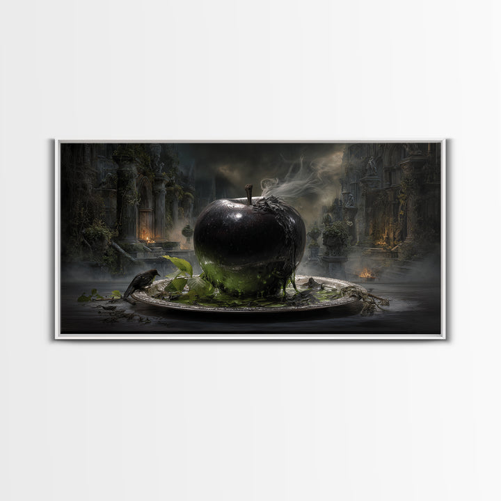 The Poisoned Apple, Wide Panoramic Art, Dark Fantasy Wall Art, Canvas Print, Halloween Wall Decor, Gothic Home Decor, Horror Wall Art