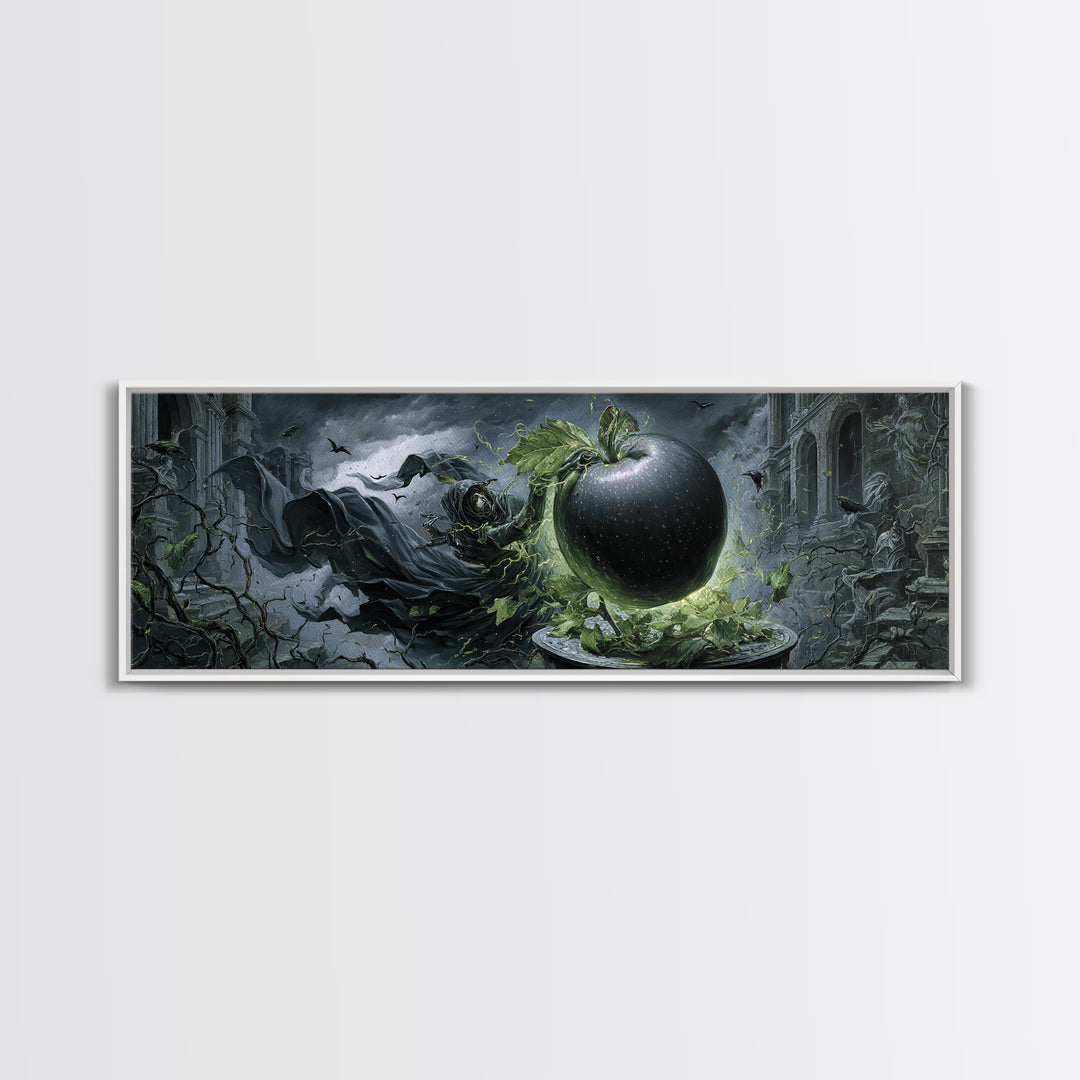 The Poisoned Apple, Extra Wide Wall Art, Dark Fantasy Wall Art, Canvas Print, Halloween Wall Decor, Gothic Home Decor, Statement Wall Art