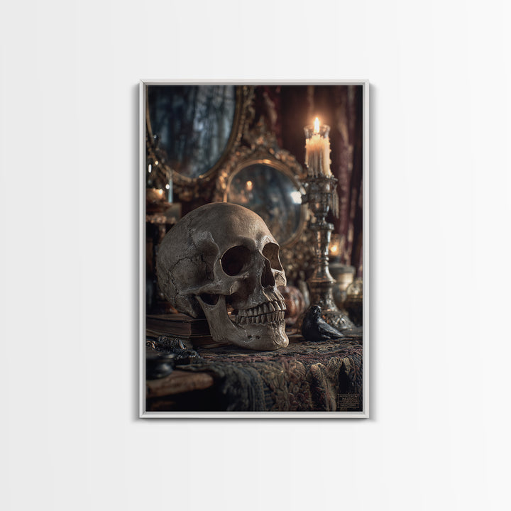 The Talking Skull, Vertical Wall Art, Dark Halloween Decor, Canvas Print, Halloween Wall Decor, Gothic Home Decor, Spooky Wall Decor