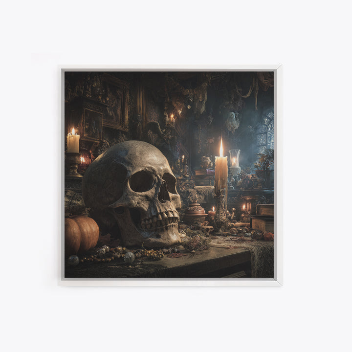 The Talking Skull, Square Wall Art, Spooky Home Decor, Canvas Print, Halloween Wall Decor, Gothic Home Decor, Halloween Decor