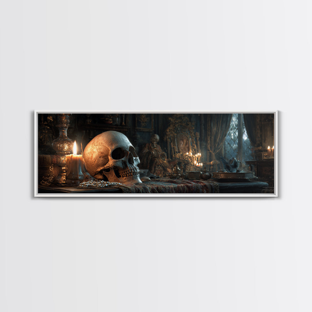 The Talking Skull, Extra Wide Wall Art, Spooky Home Decor, Canvas Print, Halloween Wall Decor, Gothic Home Decor, Statement Wall Art