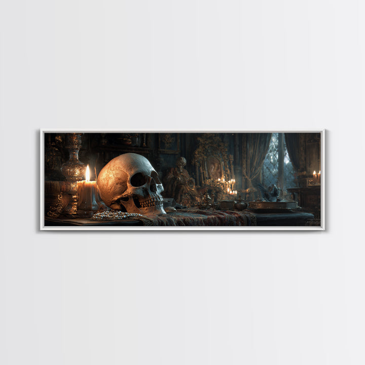 The Talking Skull, Extra Wide Wall Art, Spooky Home Decor, Canvas Print, Halloween Wall Decor, Gothic Home Decor, Statement Wall Art
