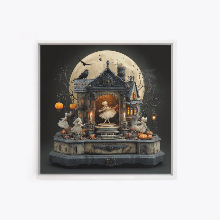 The Haunted Music Box, Square Wall Art, Dark Halloween Decor, Canvas Print, Halloween Wall Decor, Gothic Home Decor, Spooky Wall Decor