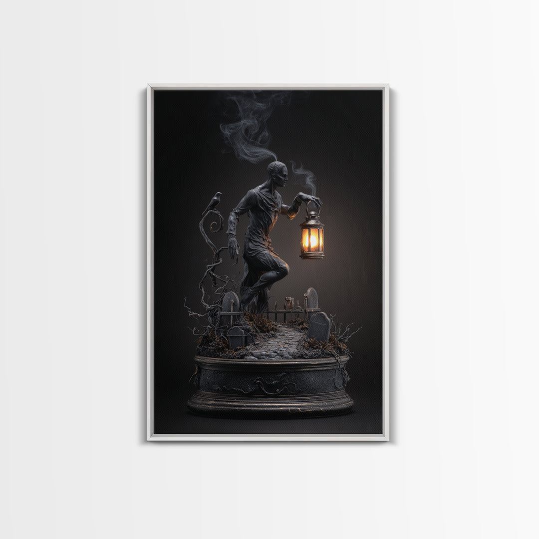 The Black Wax Candle, Vertical Wall Art, Dark Halloween Decor, Canvas Print, Halloween Wall Decor, Gothic Home Decor, Horror Wall Art