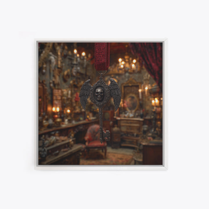 The Coffin Key, Square Wall Art, Gothic Horror Wall Art, Framed Canvas Print, Halloween Wall Decor, Gothic Home Decor, Spooky Wall Decor
