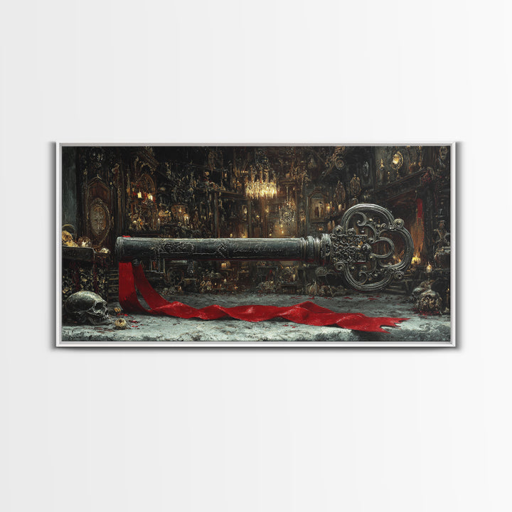 The Coffin Key, Wide Panoramic Art, Dark Halloween Decor, Canvas Print, Halloween Wall Decor, Gothic Home Decor, Statement Wall Art