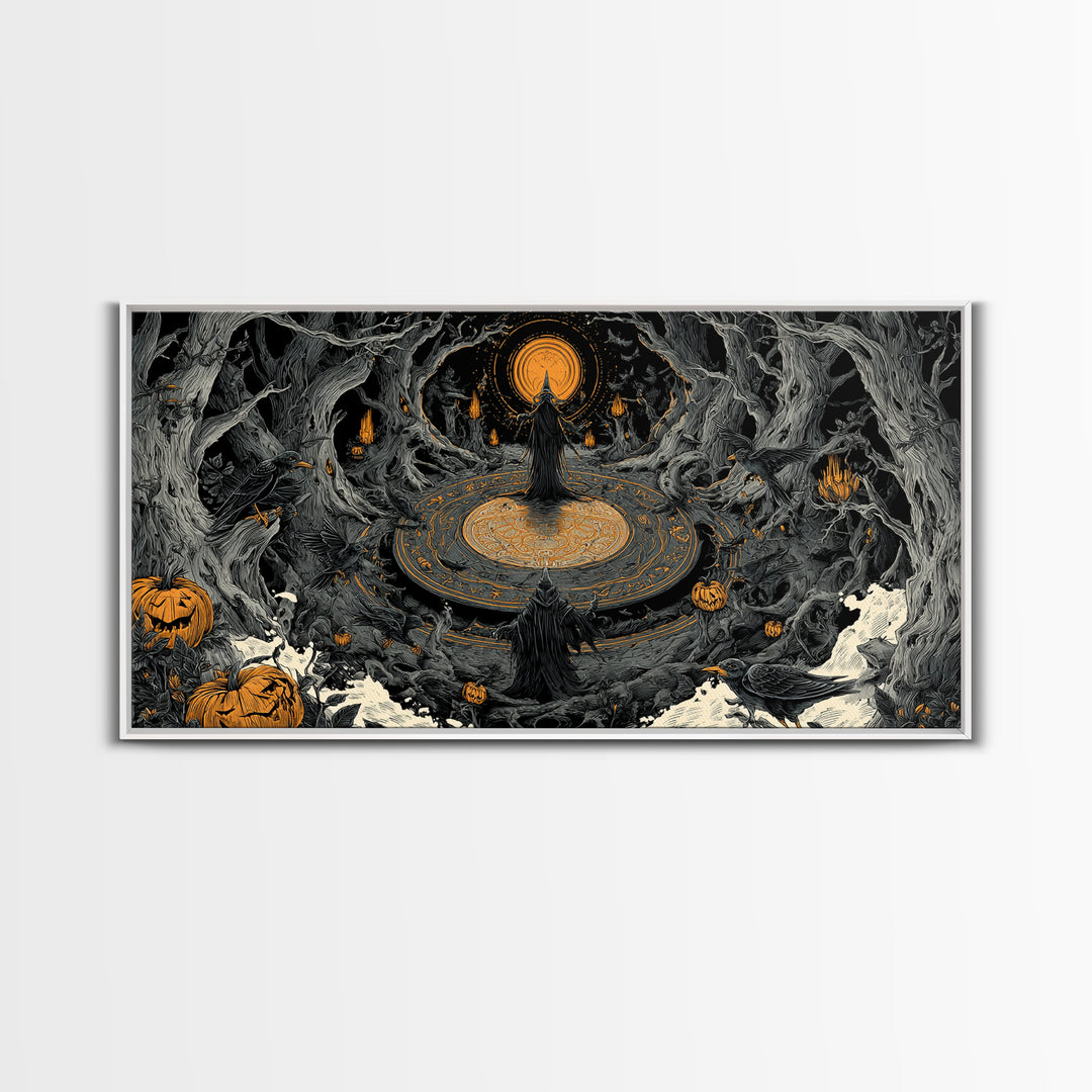 The Antique Spirit Board, Wide Panoramic Art, Dark Fantasy Wall Art, Canvas Print, Halloween Wall Decor, Gothic Home Decor, Macabre Wall Art