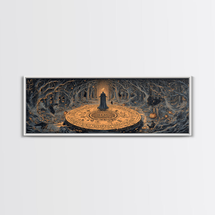 The Antique Spirit Board, Extra Wide Wall Art, Haunted Gothic Art, Framed Canvas Print, Halloween Wall Decor, Gothic Home Decor