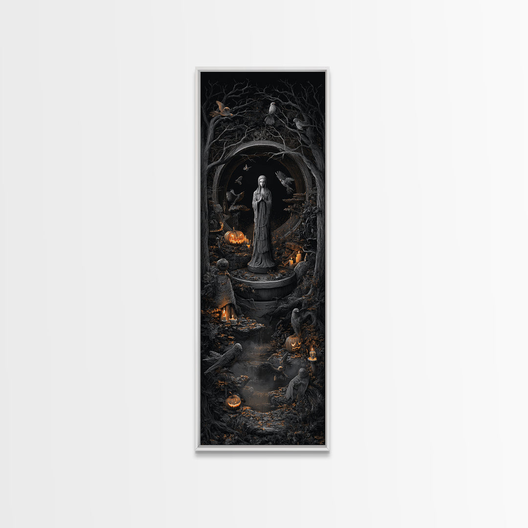 The Antique Spirit Board, Tall Narrow Wall Art, Gothic Horror Wall Art, Framed Canvas Print, Halloween Wall Decor, Gothic Home Decor