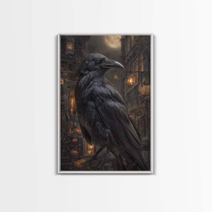 The Raven-Feather Quill, Vertical Wall Art, Dark Halloween Decor, Canvas Print, Halloween Wall Decor, Gothic Home Decor, Dark Fantasy Art