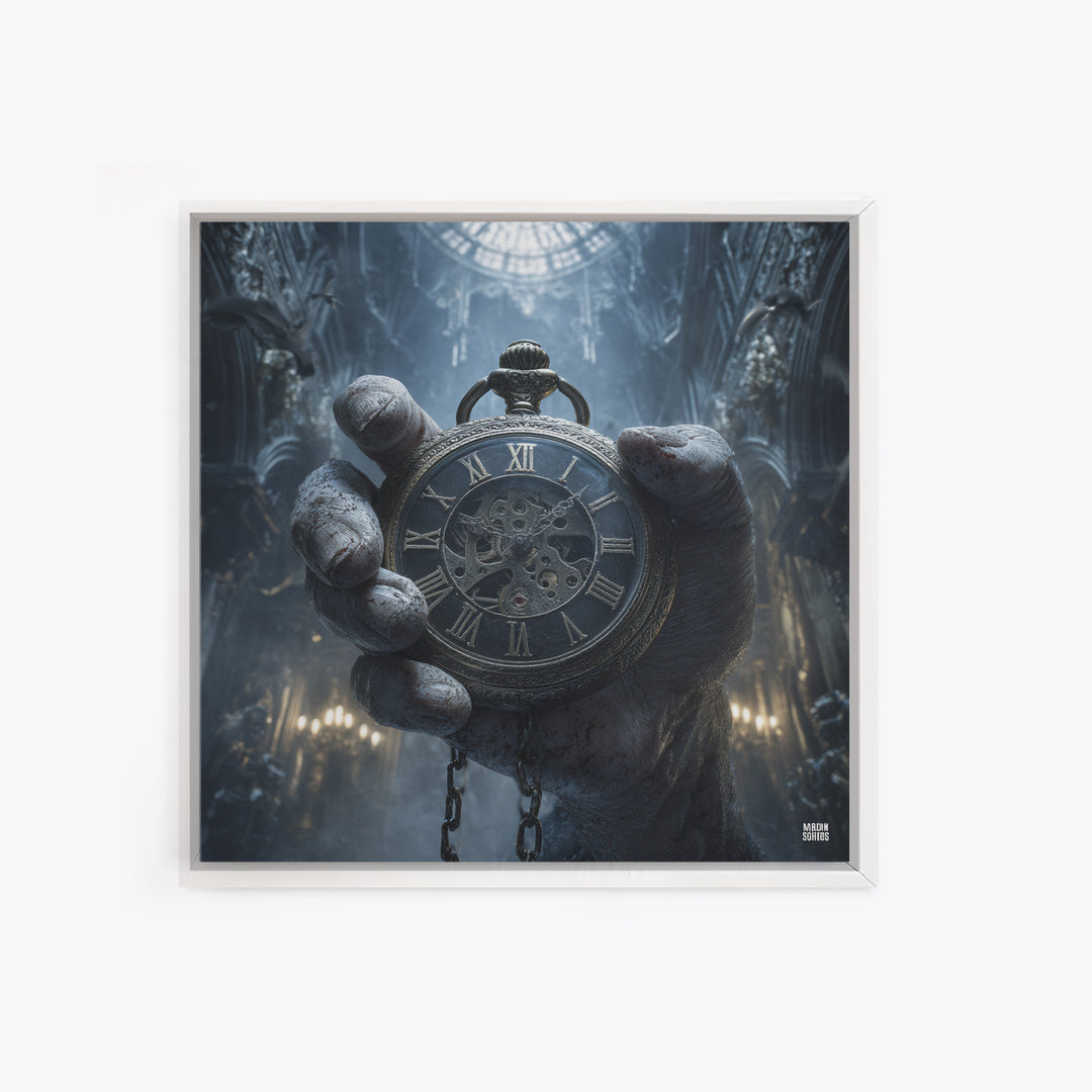 The Cursed Pocket Watch, Square Wall Art, Dark Halloween Decor, Canvas Print, Halloween Wall Decor, Gothic Home Decor