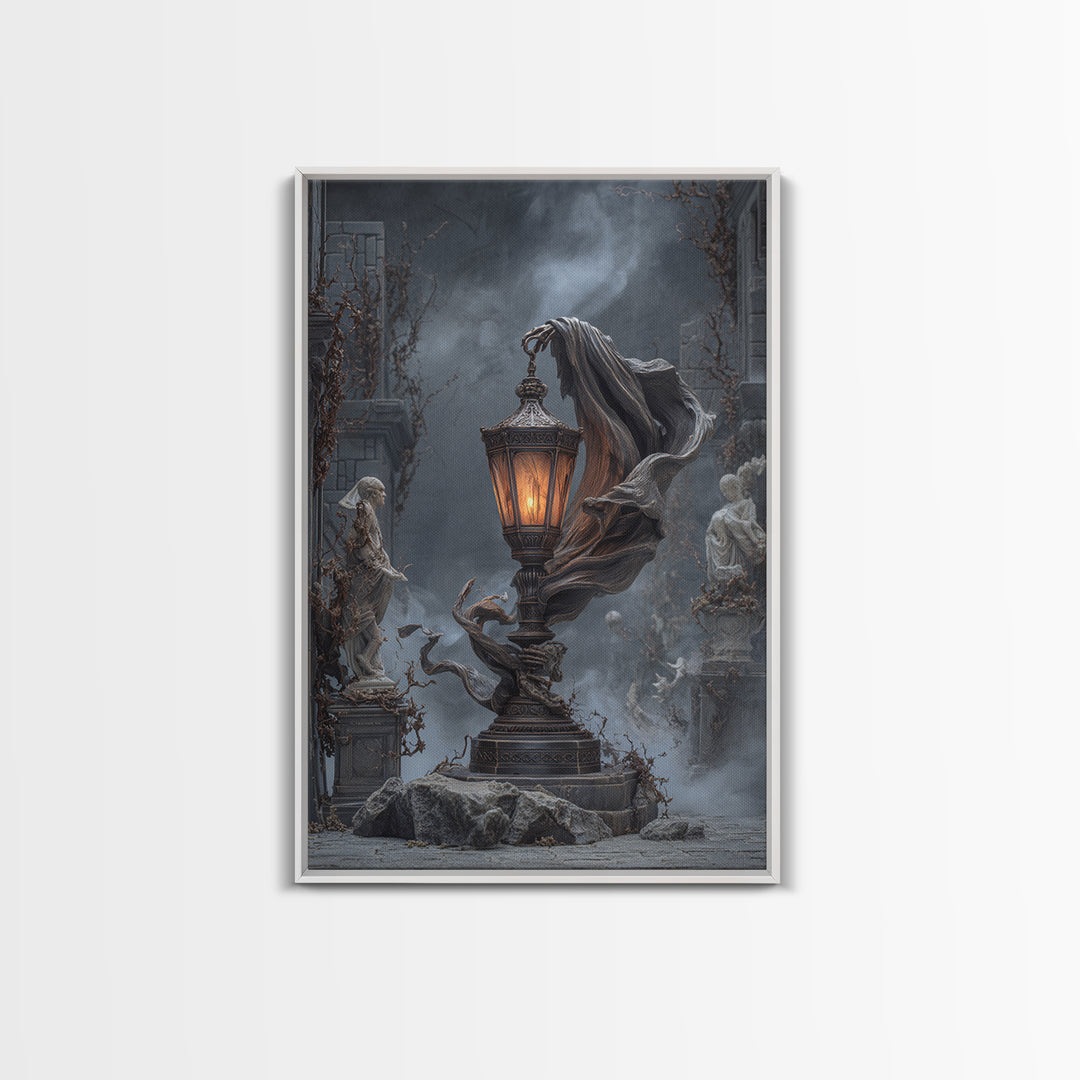 The Bone-Handled Lantern, Vertical Wall Art, Dark Halloween Decor, Canvas Print, Halloween Wall Decor, Gothic Home Decor, Spooky Wall Decor