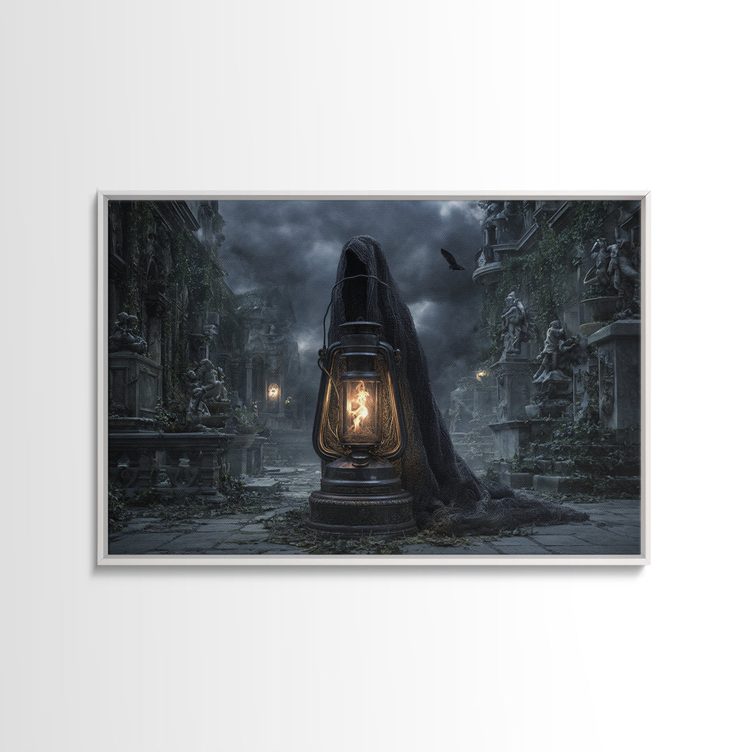 The Bone-Handled Lantern, Landscape Wall Art, Dark Halloween Decor, Canvas Print, Halloween Wall Decor, Gothic Home Decor, Macabre Wall Art