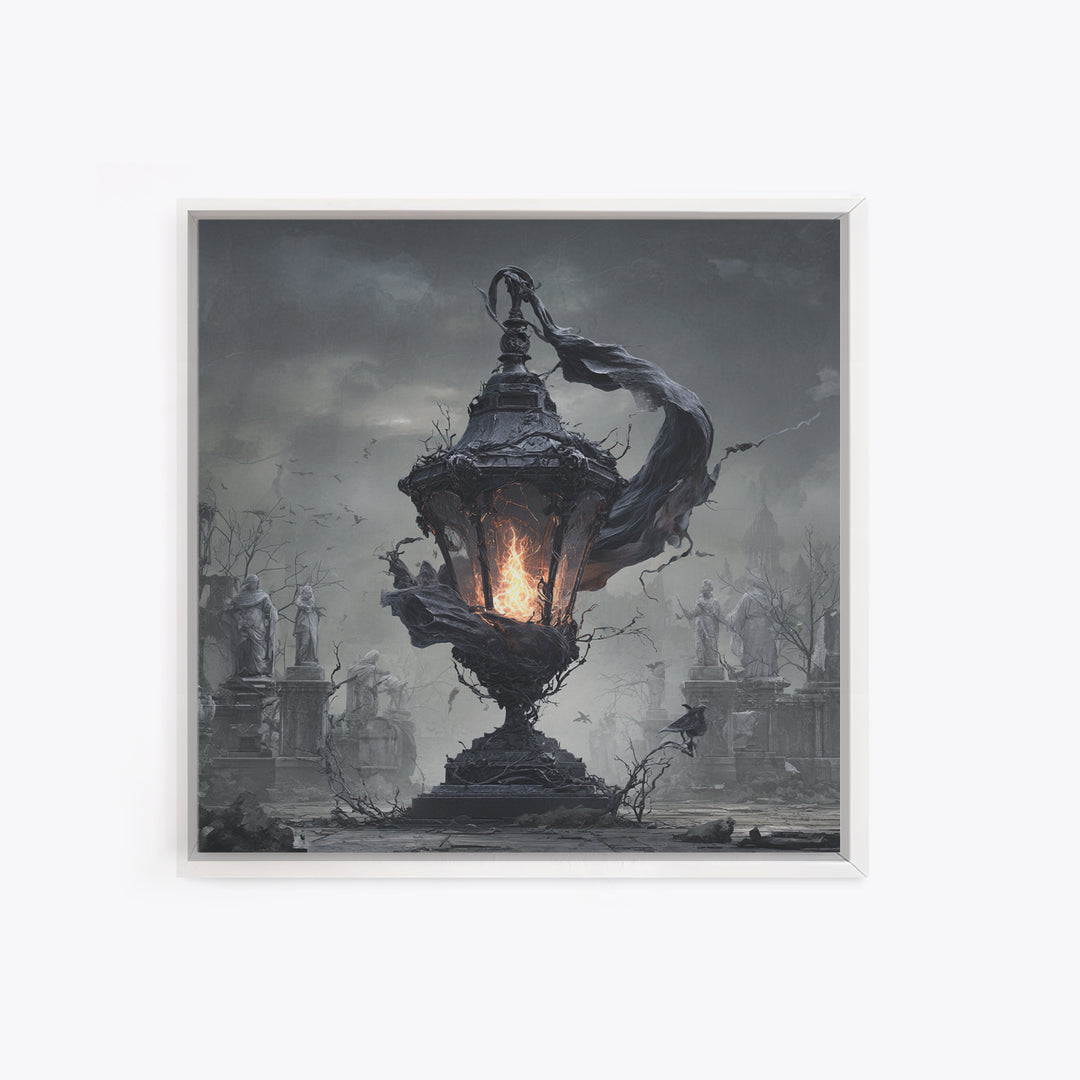 The Bone-Handled Lantern, Square Wall Art, Dark Fantasy Wall Art, Canvas Print, Halloween Wall Decor, Gothic Home Decor