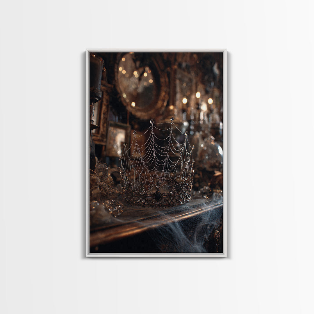 The Spiderweb Crown, Vertical Wall Art, Dark Halloween Decor, Canvas Print, Halloween Wall Decor, Gothic Home Decor, Collectible Wall Decor