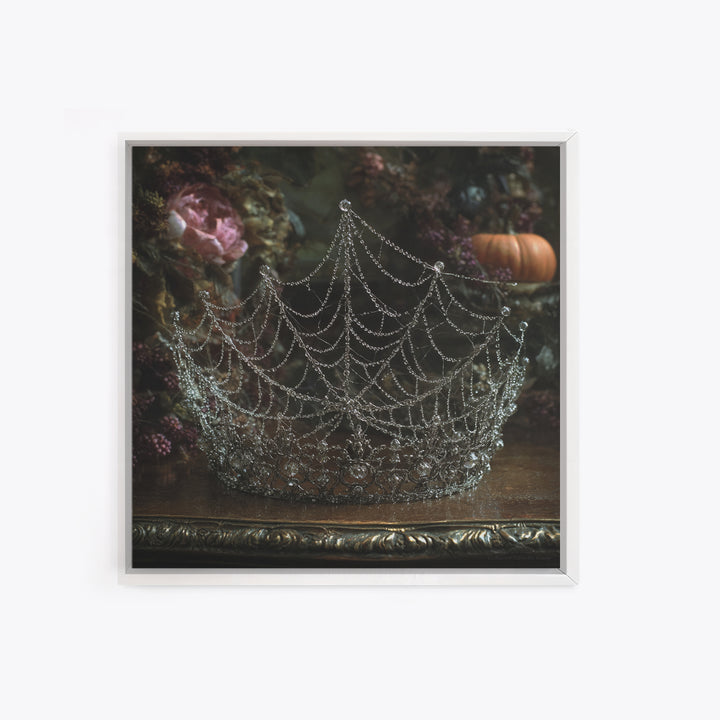 The Spiderweb Crown, Square Wall Art, Dark Halloween Decor, Canvas Print, Halloween Wall Decor, Gothic Home Decor, Spooky Wall Decor