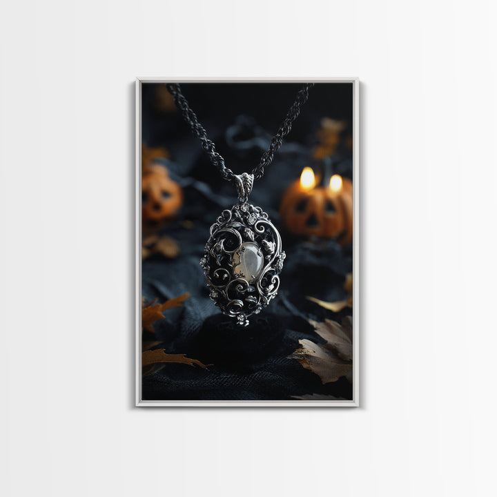 The Moonstone Amulet, Vertical Wall Art, Spooky Home Decor, Canvas Print, Halloween Wall Decor, Gothic Home Decor, Halloween Decor