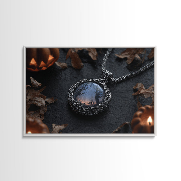 The Moonstone Amulet, Landscape Wall Art, Dark Halloween Decor, Canvas Print, Halloween Wall Decor, Gothic Home Decor, Statement Wall Art