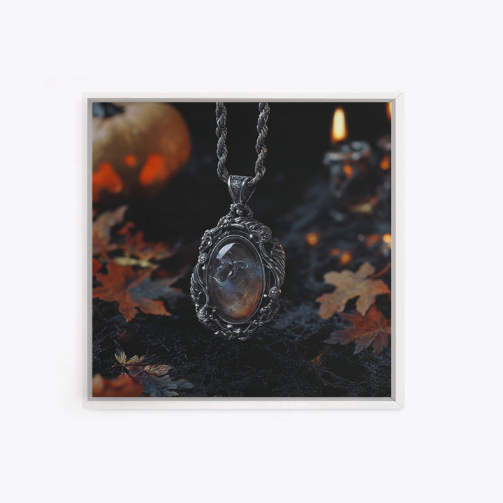 The Moonstone Amulet, Square Wall Art, Spooky Home Decor, Canvas Print, Halloween Wall Decor, Gothic Home Decor, Spooky Wall Decor