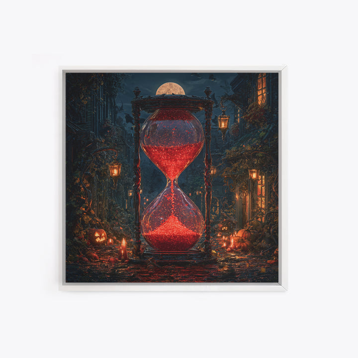 The Crimson Hourglass, Square Wall Art, Dark Halloween Decor, Canvas Print, Halloween Wall Decor, Gothic Home Decor, Horror Wall Art