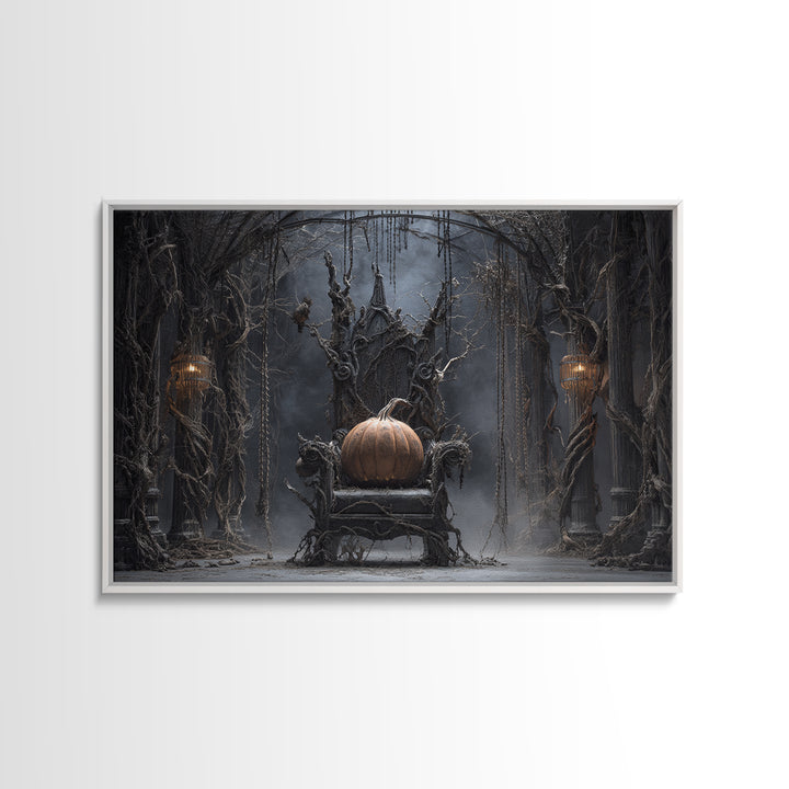 The Jack-O'-Lantern Throne, Landscape Wall Art, Dark Halloween Decor, Canvas Print, Halloween Wall Decor, Gothic Home Decor, Horror Wall Art