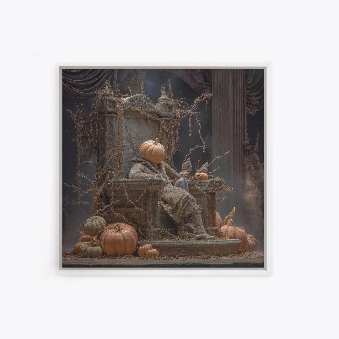 The Jack-O'-Lantern Throne, Square Wall Art, Dark Halloween Decor, Canvas Print, Halloween Wall Decor, Gothic Home Decor