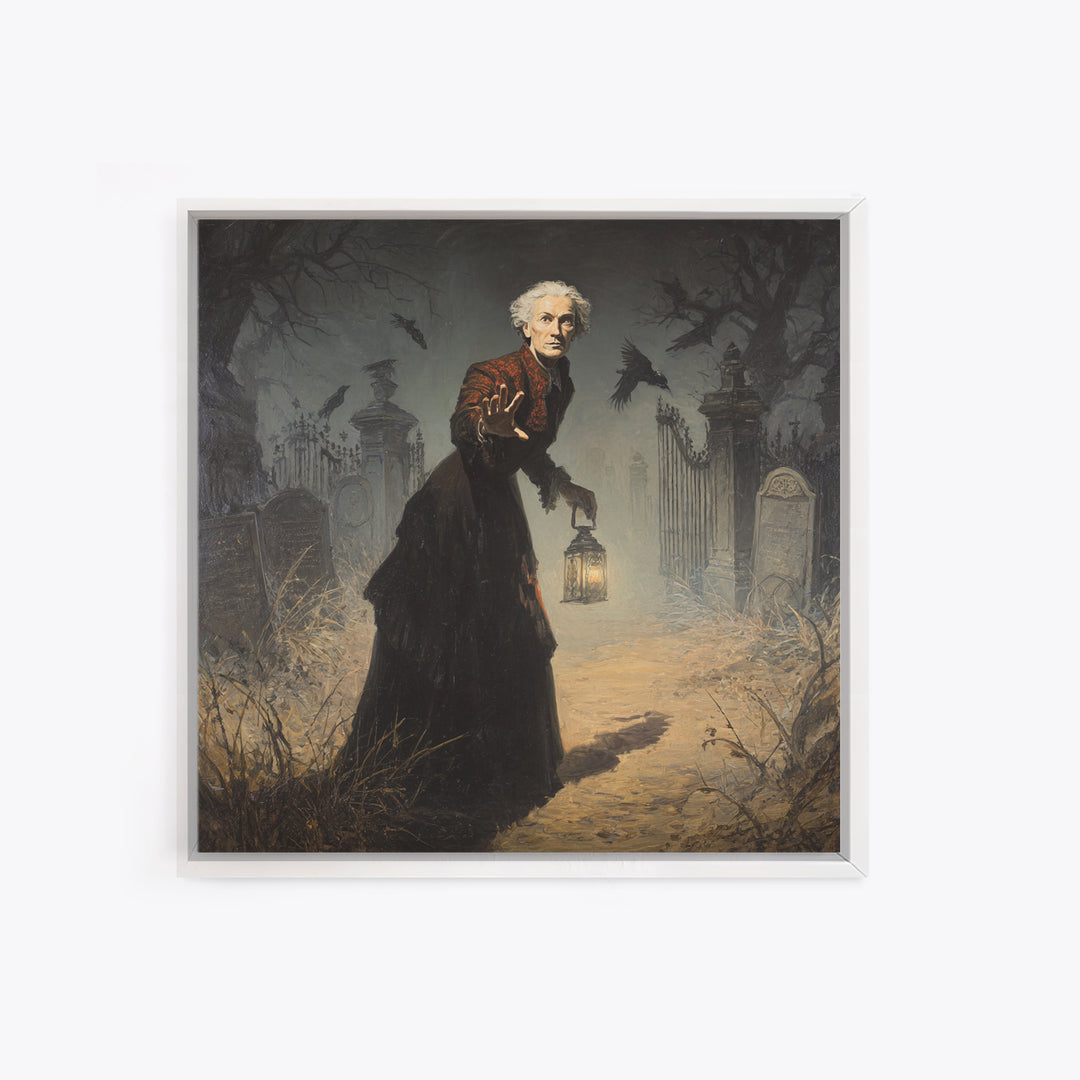 The Haunted Portrait, Square Wall Art, Spooky Home Decor, Canvas Print, Halloween Wall Decor, Gothic Home Decor, Spooky Wall Decor