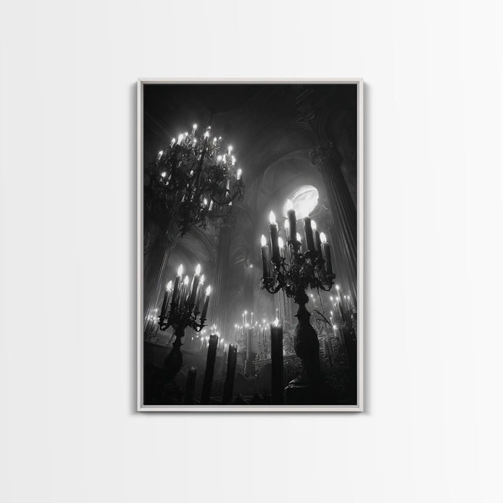 Monochrome Gothic Halloween, Vertical Wall Art, Dark Halloween Decor, Canvas Print, Halloween Wall Decor, Gothic Home Decor, Horror Wall Art