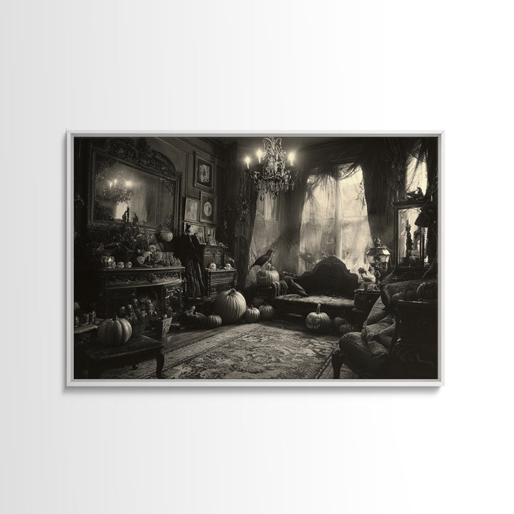 Monochrome Gothic Halloween, Landscape Wall Art, Spooky Home Decor, Canvas Print, Halloween Wall Decor, Gothic Home Decor, Spooky Wall Decor